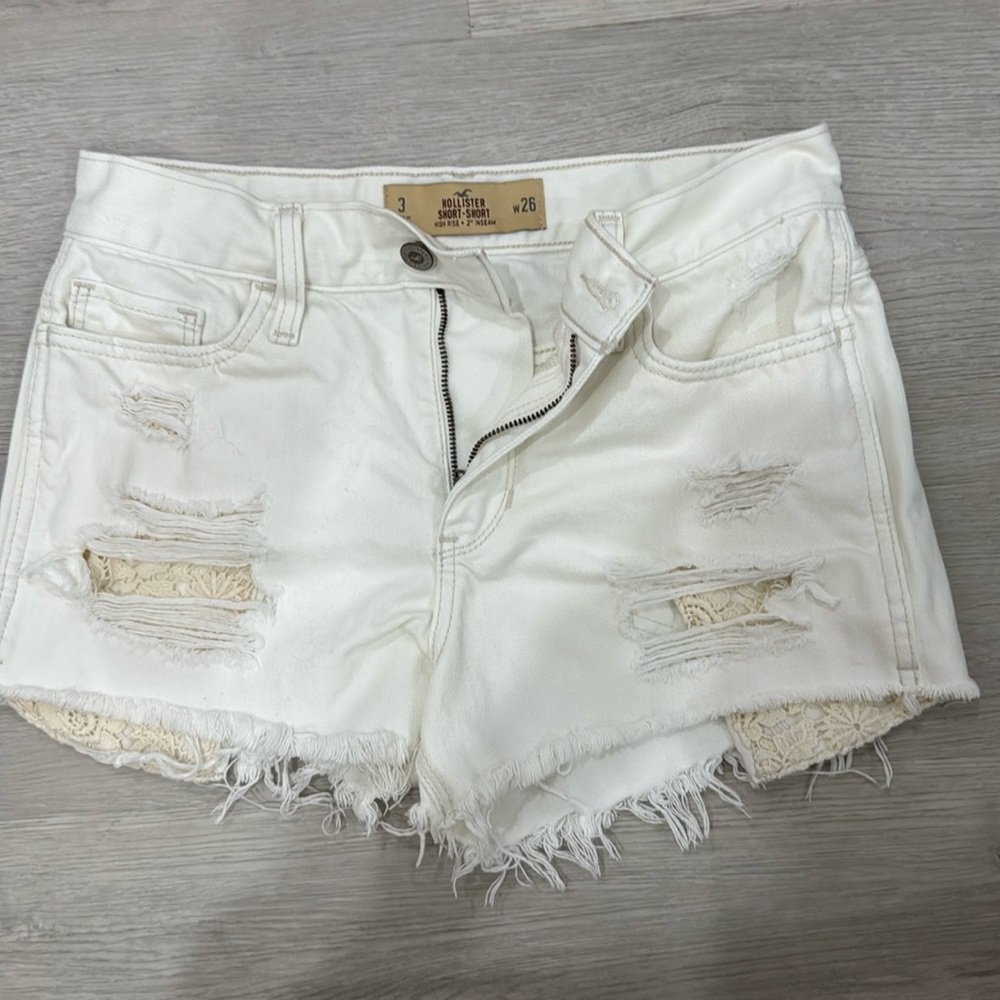 Denim white cream shorts